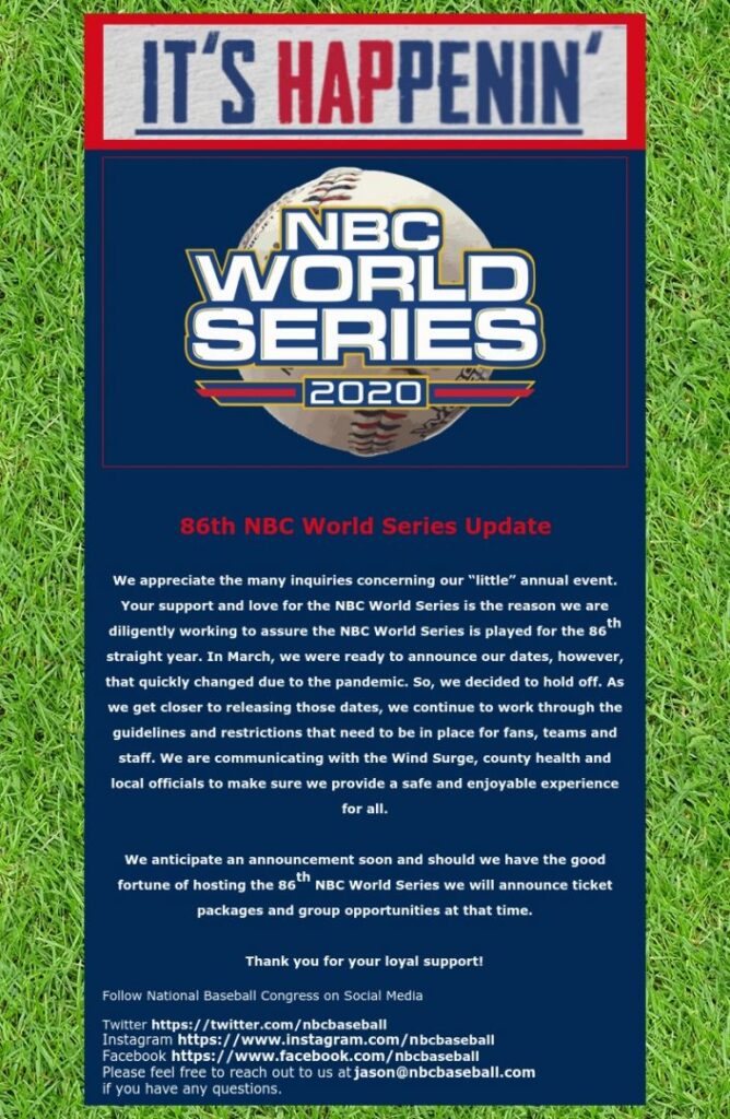 2020 NBC World Series Update NBC Baseball